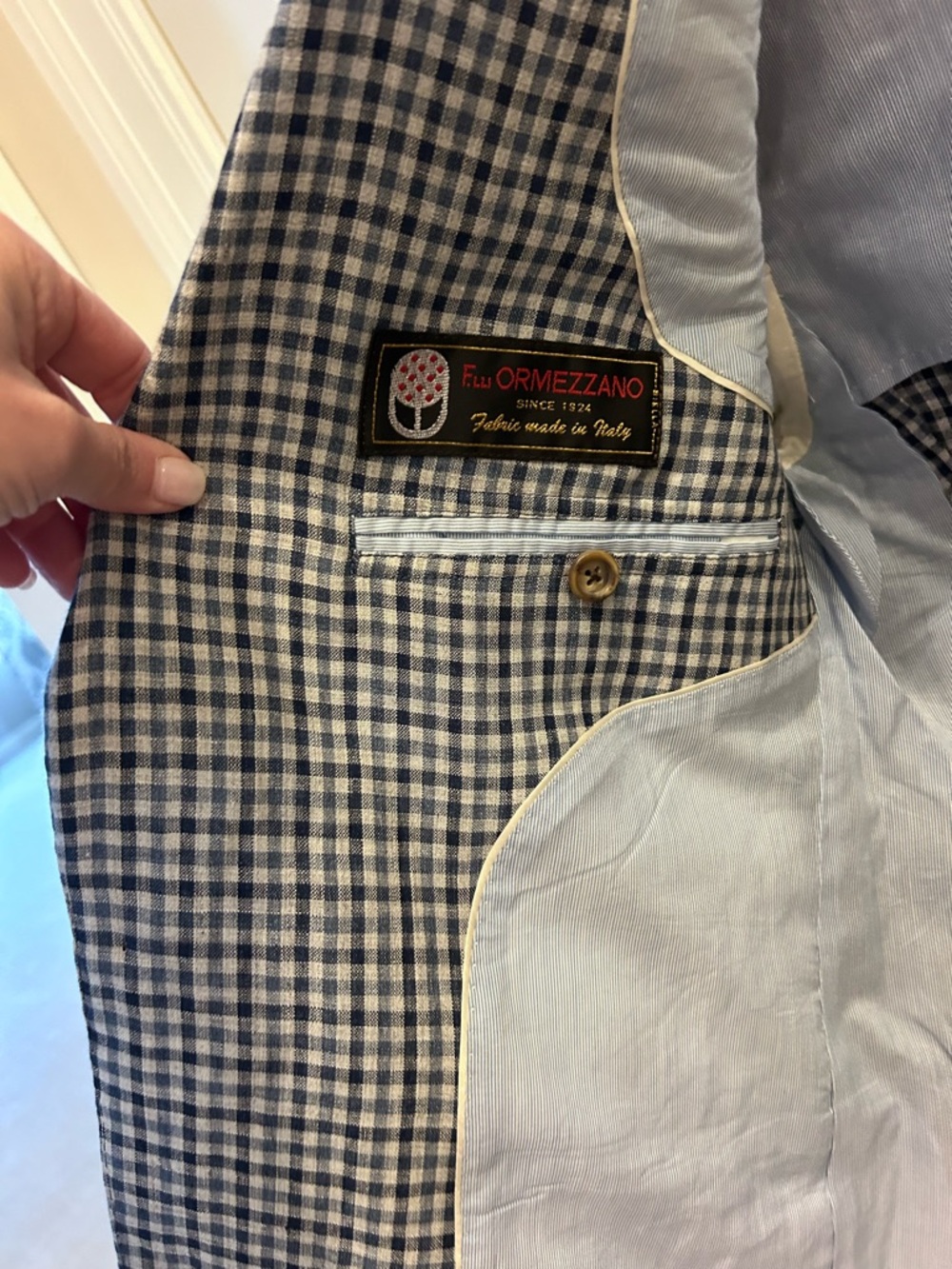 Brooks Brothers Navy and White Check Sport Coat - linen - Picture 6 of 6